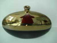 Ваза Ноблес плоска кръг злато/черно 32см